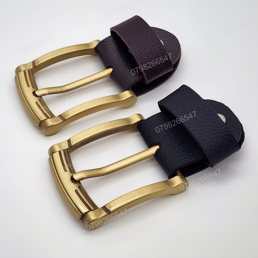 Đầu khoá dây nịt nam DKK-065 | Mặt khoá xỏ kim bảng 4F vàng đồng hoạ tiết đơn giản mà tinh tế