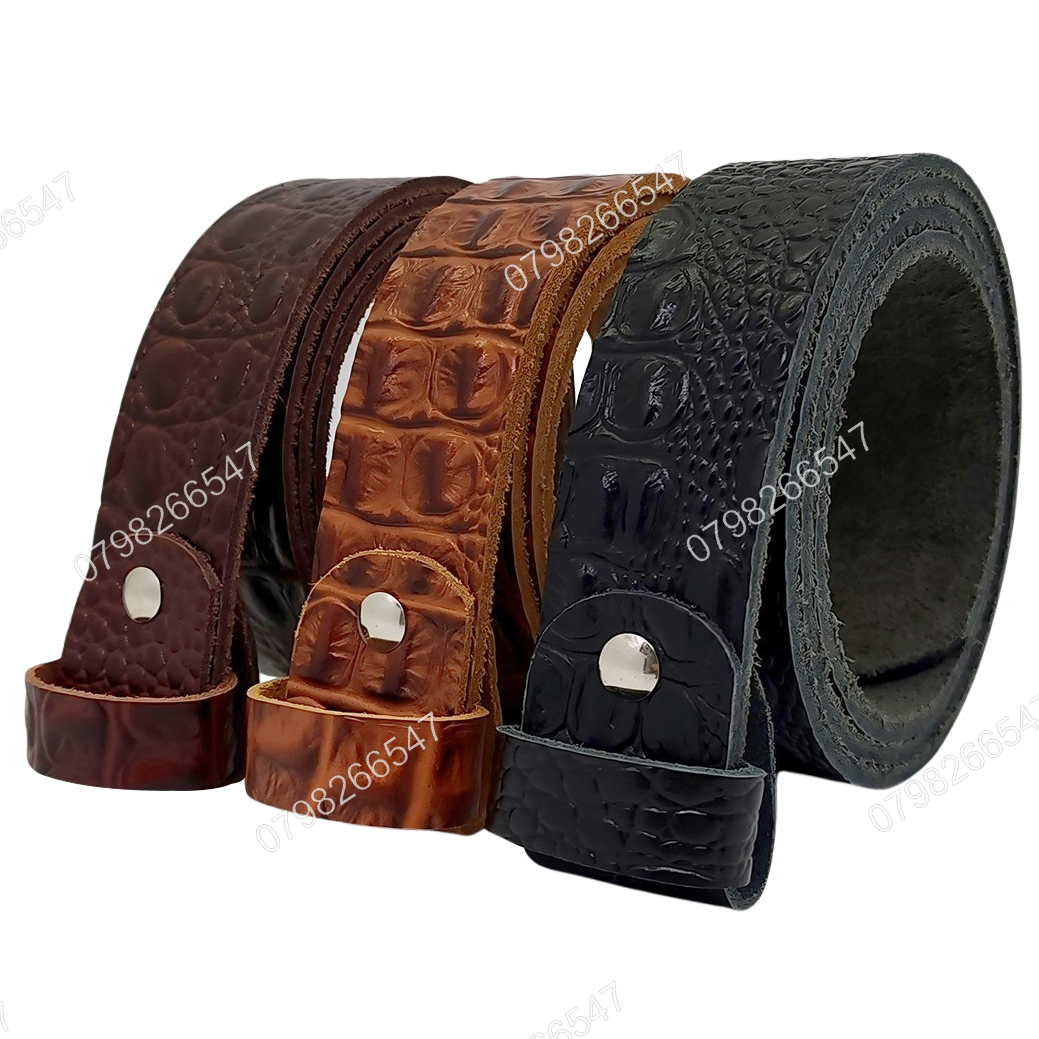 Dây lưng nam không mặt DNKK-001 | Dây nịt da bò dập vân cá sấu | Bảo hành 12 tháng