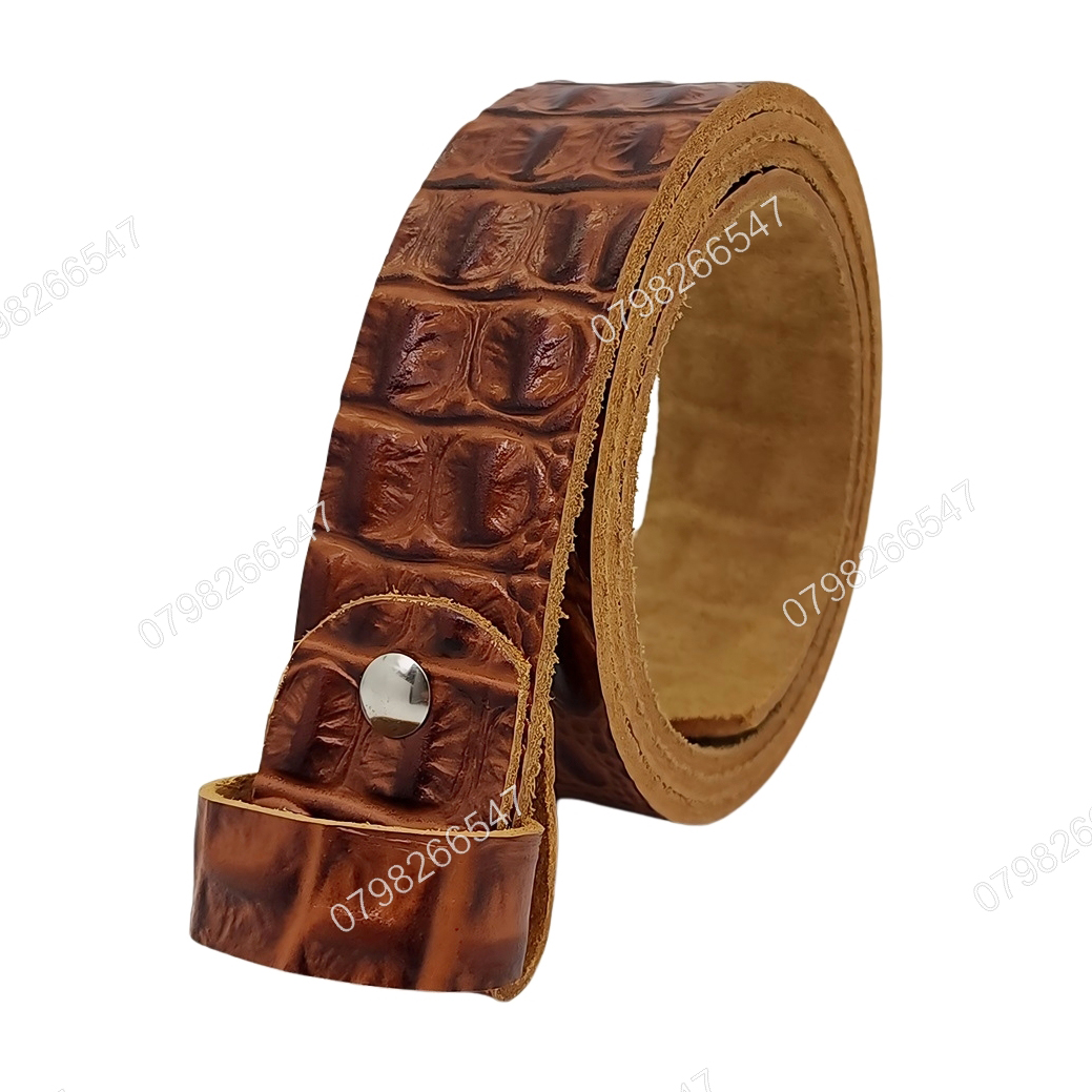 Dây lưng nam không mặt DNKK-001 | Dây nịt da bò dập vân cá sấu | Bảo hành 12 tháng - Ảnh 2