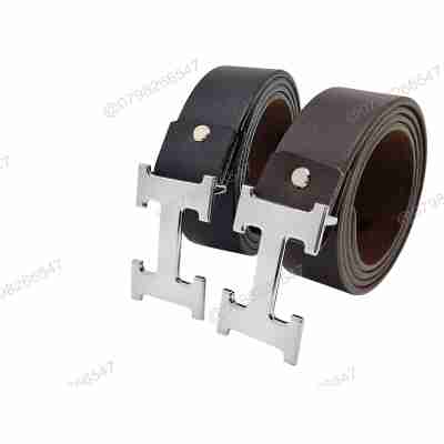 Thắt lưng nam giá tốt da PU DHM-232 | Khóa búp màu trắng bạc chữ H | Bảo hành 12 tháng