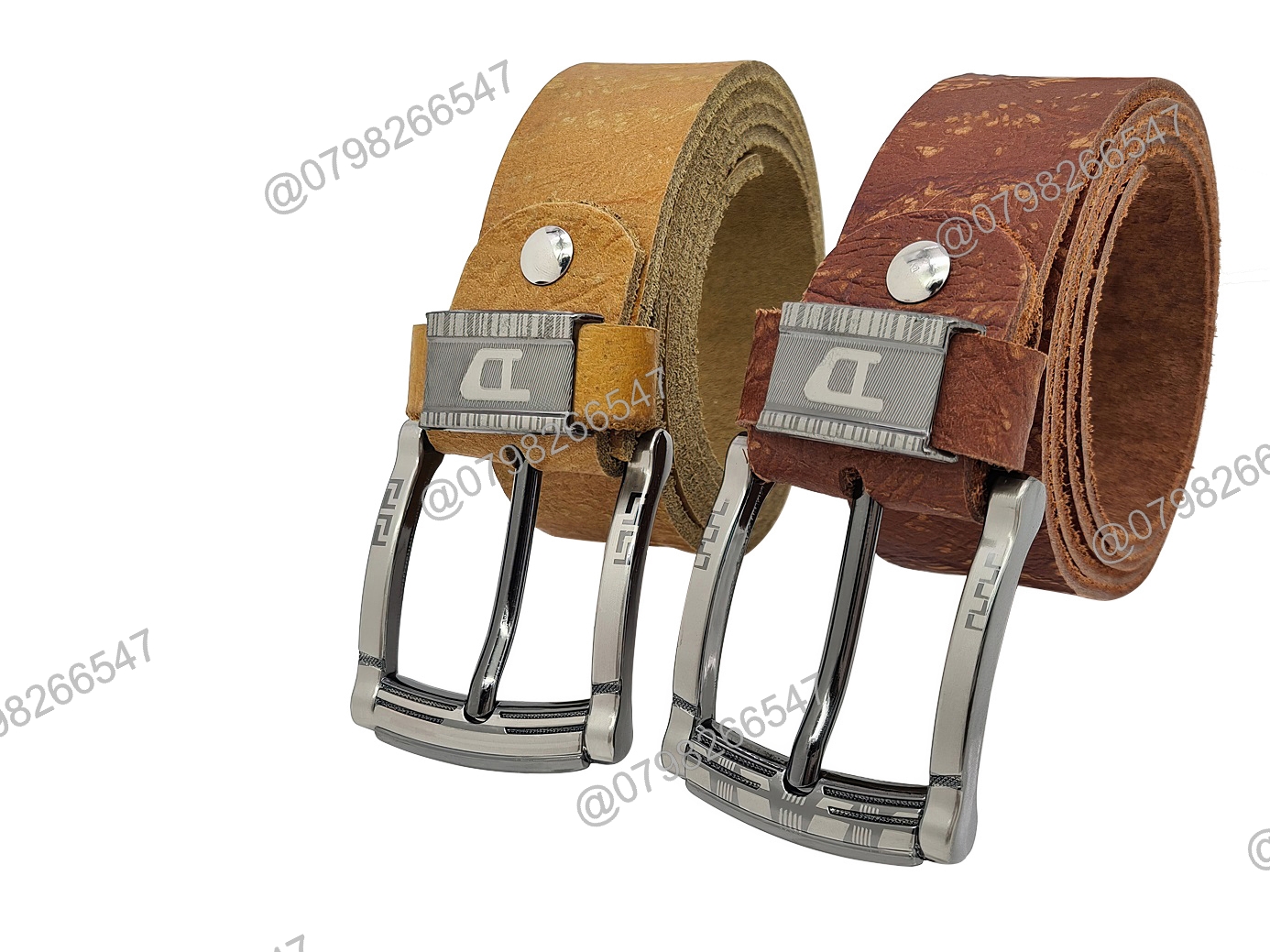 Dây nịch da bò thật bản thô DHM-294 | Khoá kim màu bạc nguyên khối thời trang | Bảo hành 12 tháng