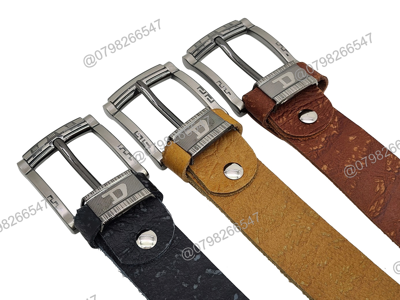 Dây nịch da bò thật bản thô DHM-294 | Khoá kim màu bạc nguyên khối thời trang | Bảo hành 12 tháng - Ảnh 2