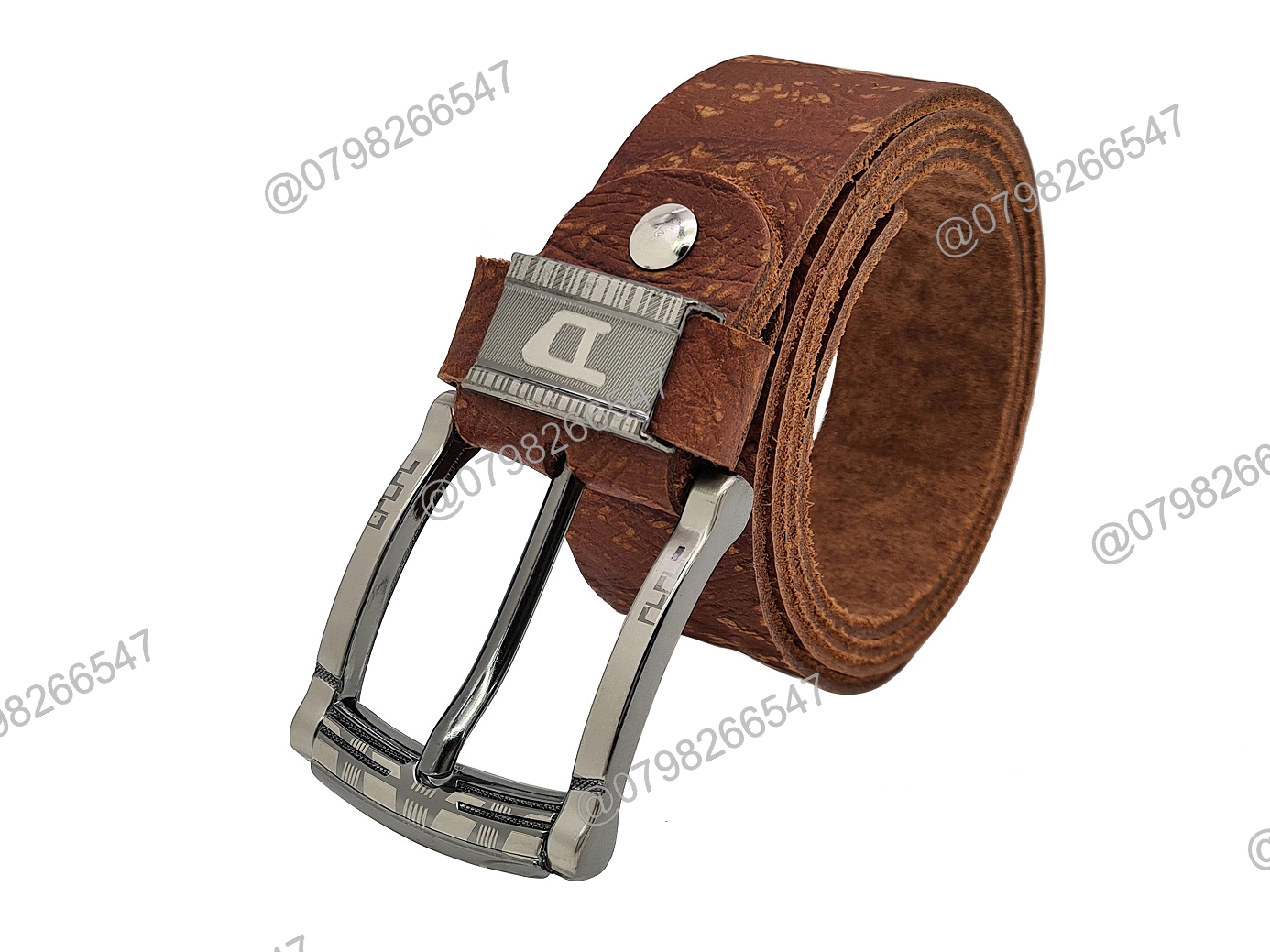 Dây nịch da bò thật bản thô DHM-294 | Khoá kim màu bạc nguyên khối thời trang | Bảo hành 12 tháng - Ảnh 5