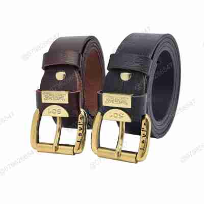 Dây nịt nam da bò thật DHM-344 | Mặt khoá kim tròn đầu đồng nặng nguyên khối | Bảo hành 12 tháng