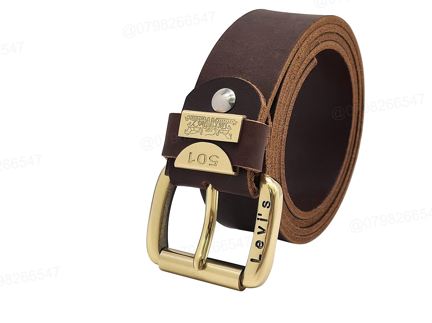 Thắt lưng nam da bò sáp DHM-422 | Khoá kim đồng nguyên khối kiểu tròn ống lăn xoay | Bảo hành 12 tháng