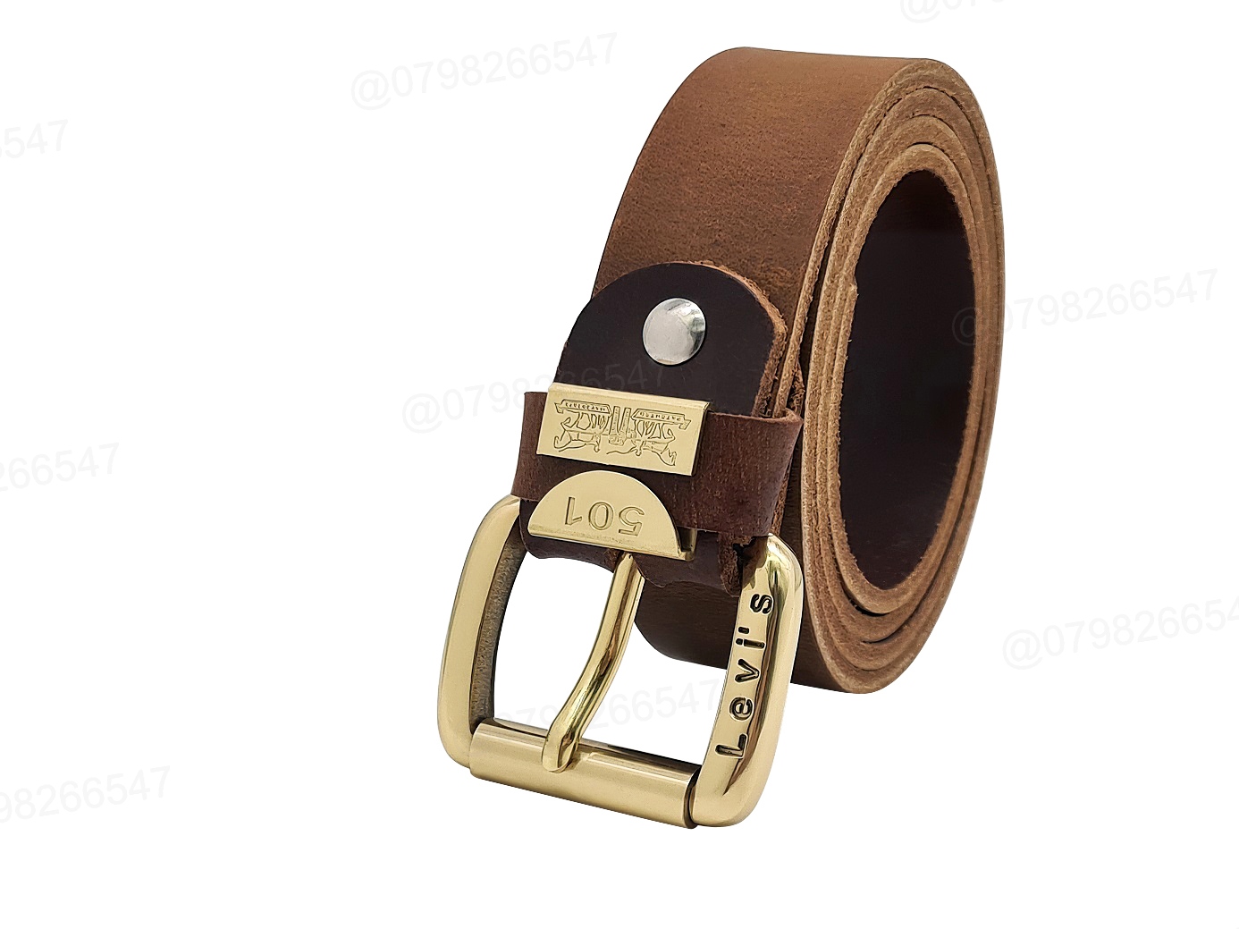 Thắt lưng nam da bò sáp DHM-422 | Khoá kim đồng nguyên khối kiểu tròn ống lăn xoay | Bảo hành 12 tháng - Ảnh 2