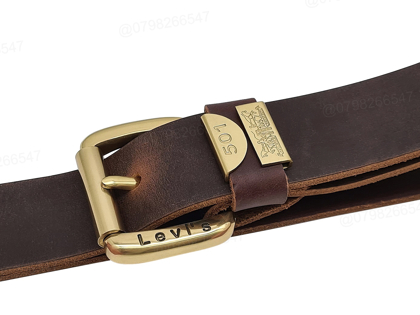 Thắt lưng nam da bò sáp DHM-422 | Khoá kim đồng nguyên khối kiểu tròn ống lăn xoay | Bảo hành 12 tháng - Ảnh 4