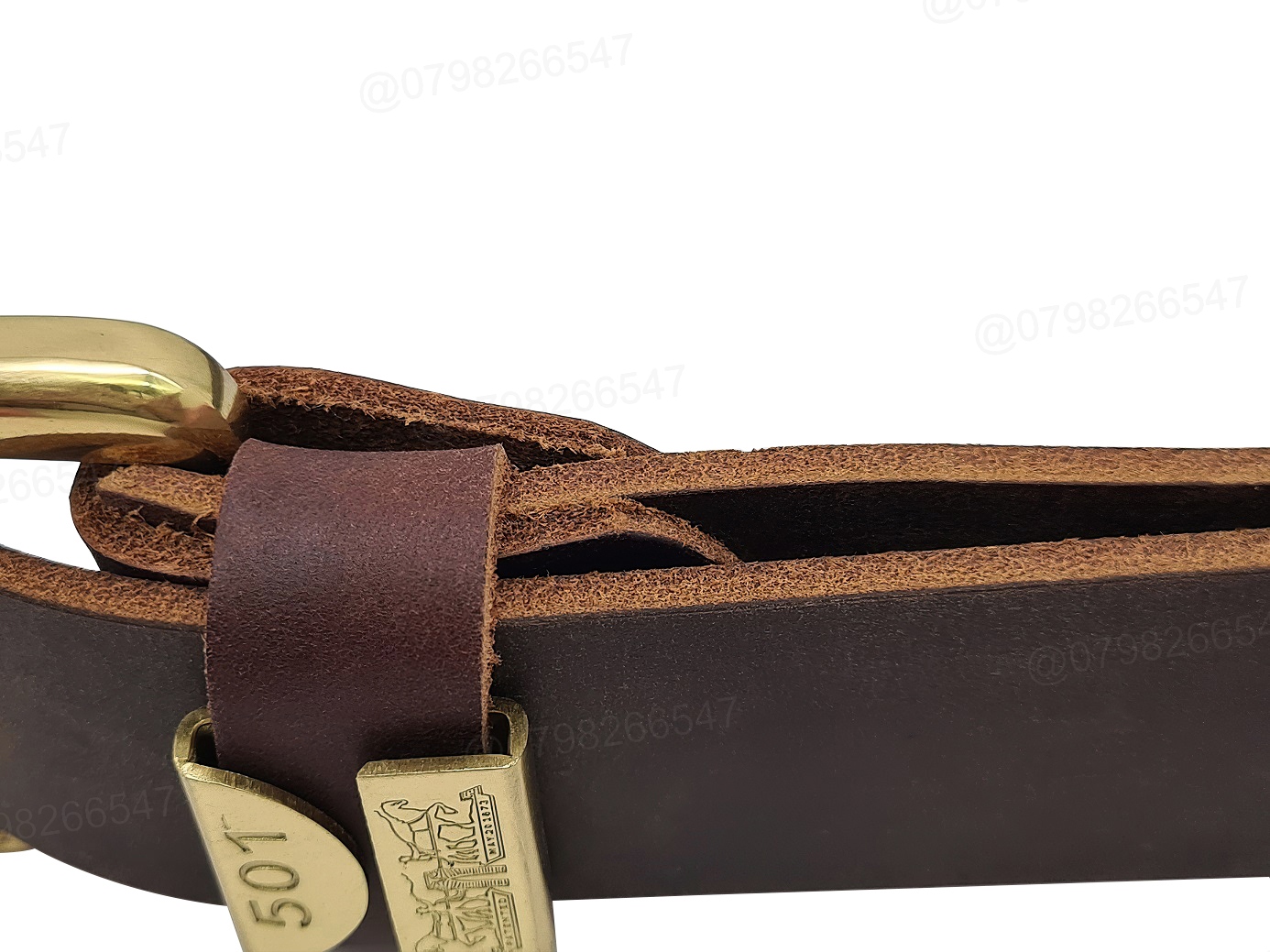 Thắt lưng nam da bò sáp DHM-422 | Khoá kim đồng nguyên khối kiểu tròn ống lăn xoay | Bảo hành 12 tháng - Ảnh 5