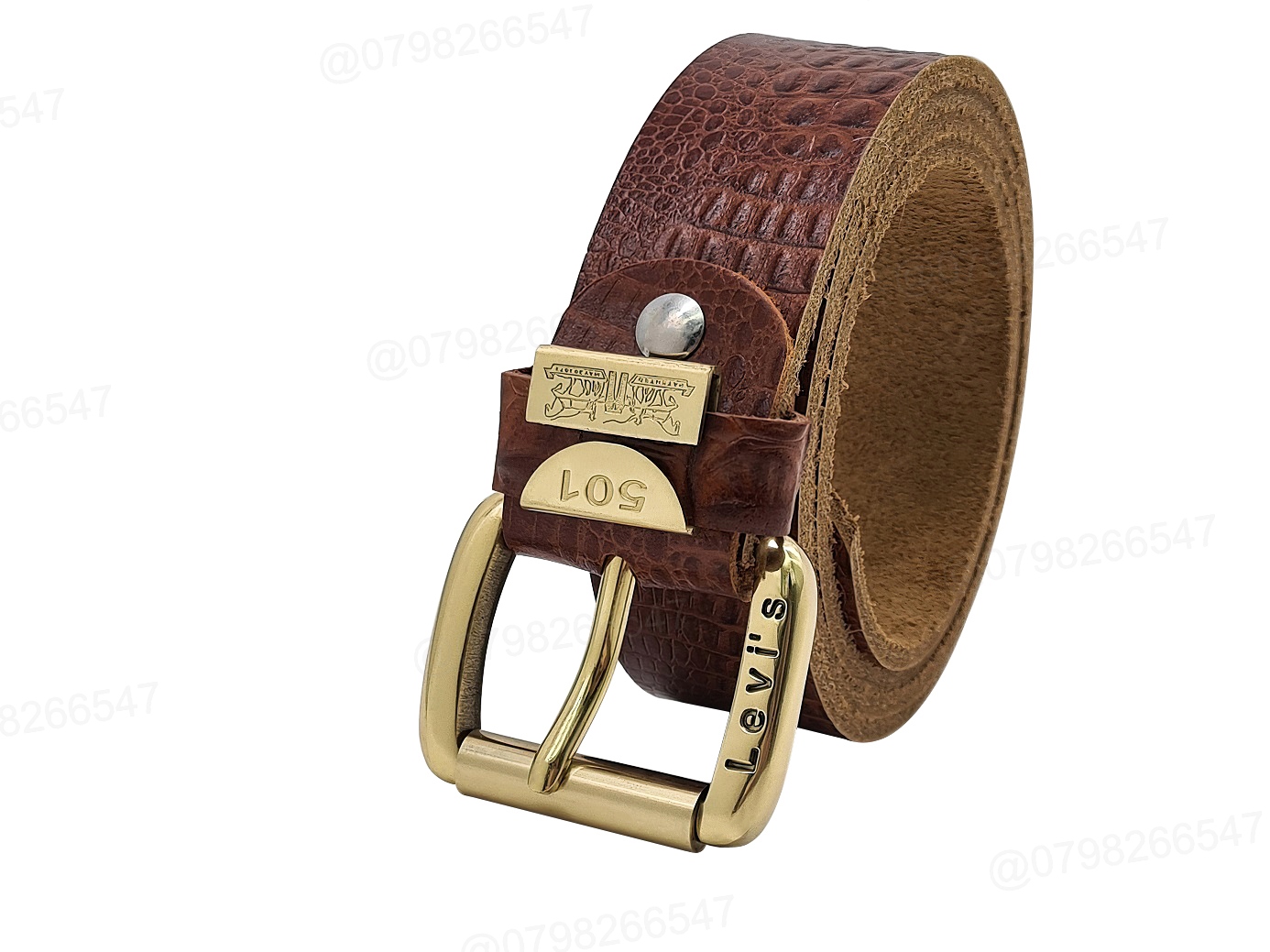 Dây nịt nam da bò vân cá sấu DHM-423 | Khoá kim đầu đồng nguyên khối kiểu tròn | Bảo hành 12 tháng - Ảnh 2
