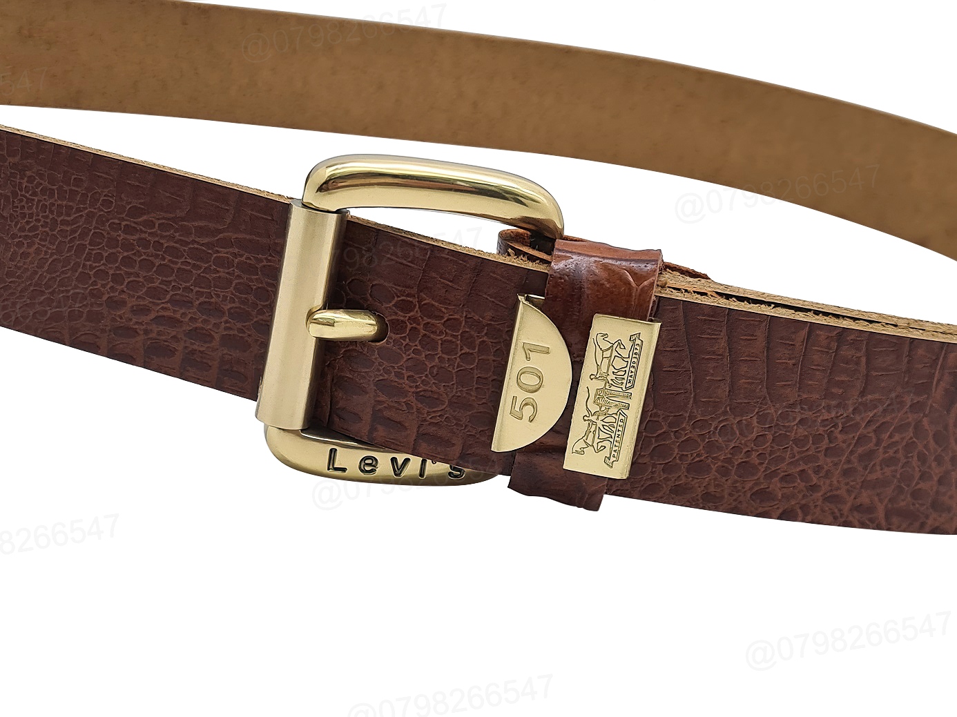 Dây nịt nam da bò vân cá sấu DHM-423 | Khoá kim đầu đồng nguyên khối kiểu tròn | Bảo hành 12 tháng - Ảnh 4