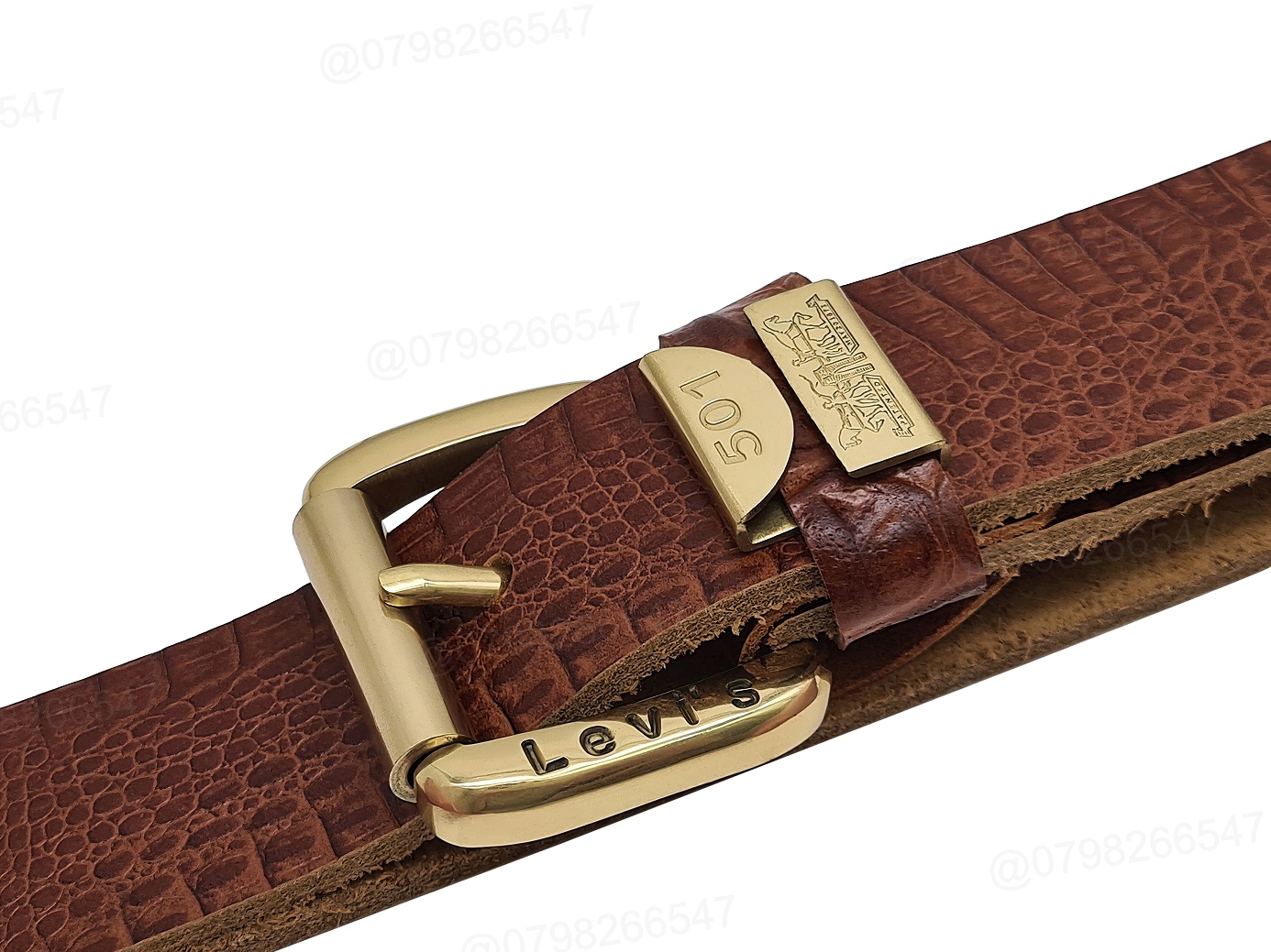 Dây nịt nam da bò vân cá sấu DHM-423 | Khoá kim đầu đồng nguyên khối kiểu tròn | Bảo hành 12 tháng - Ảnh 5
