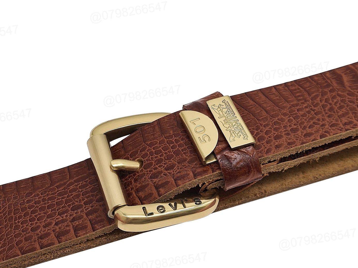 Dây nịt nam da bò vân cá sấu DHM-423 | Khoá kim đầu đồng nguyên khối kiểu tròn | Bảo hành 12 tháng - Ảnh 8