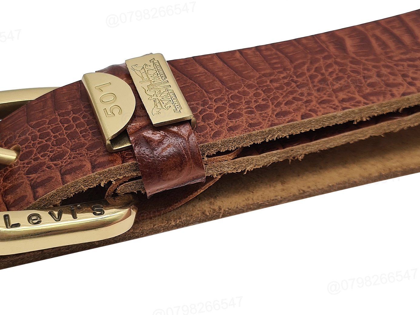 Dây nịt nam da bò vân cá sấu DHM-423 | Khoá kim đầu đồng nguyên khối kiểu tròn | Bảo hành 12 tháng - Ảnh 9