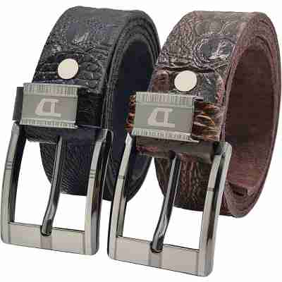 [Dài 130cm][Tặng đục lỗ] Dây lưng nam da bò dập vân cá sấu DHM-096 | Khoá kim nguyên khối thời trang | Bảo hành 12 tháng