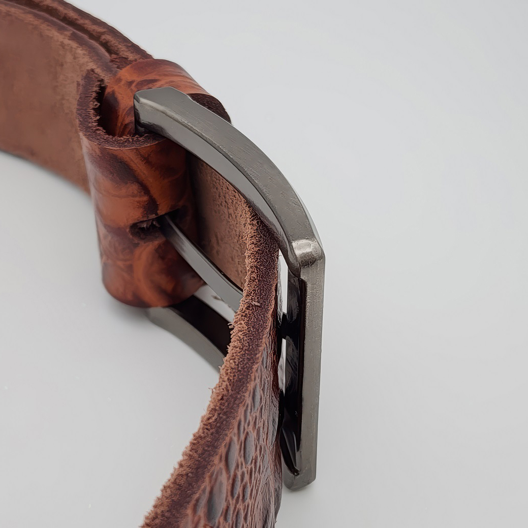 Dây nịch da bò thật dập vân cá sấu DHM-324 | Khoá kim màu đen nhám thời trang | Bảo hành 12 tháng - Ảnh 8