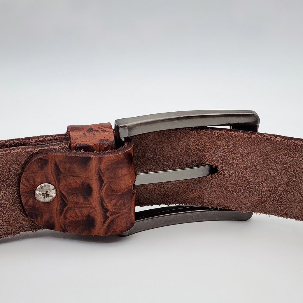 Dây nịch da bò thật dập vân cá sấu DHM-324 | Khoá kim màu đen nhám thời trang | Bảo hành 12 tháng - Ảnh 9