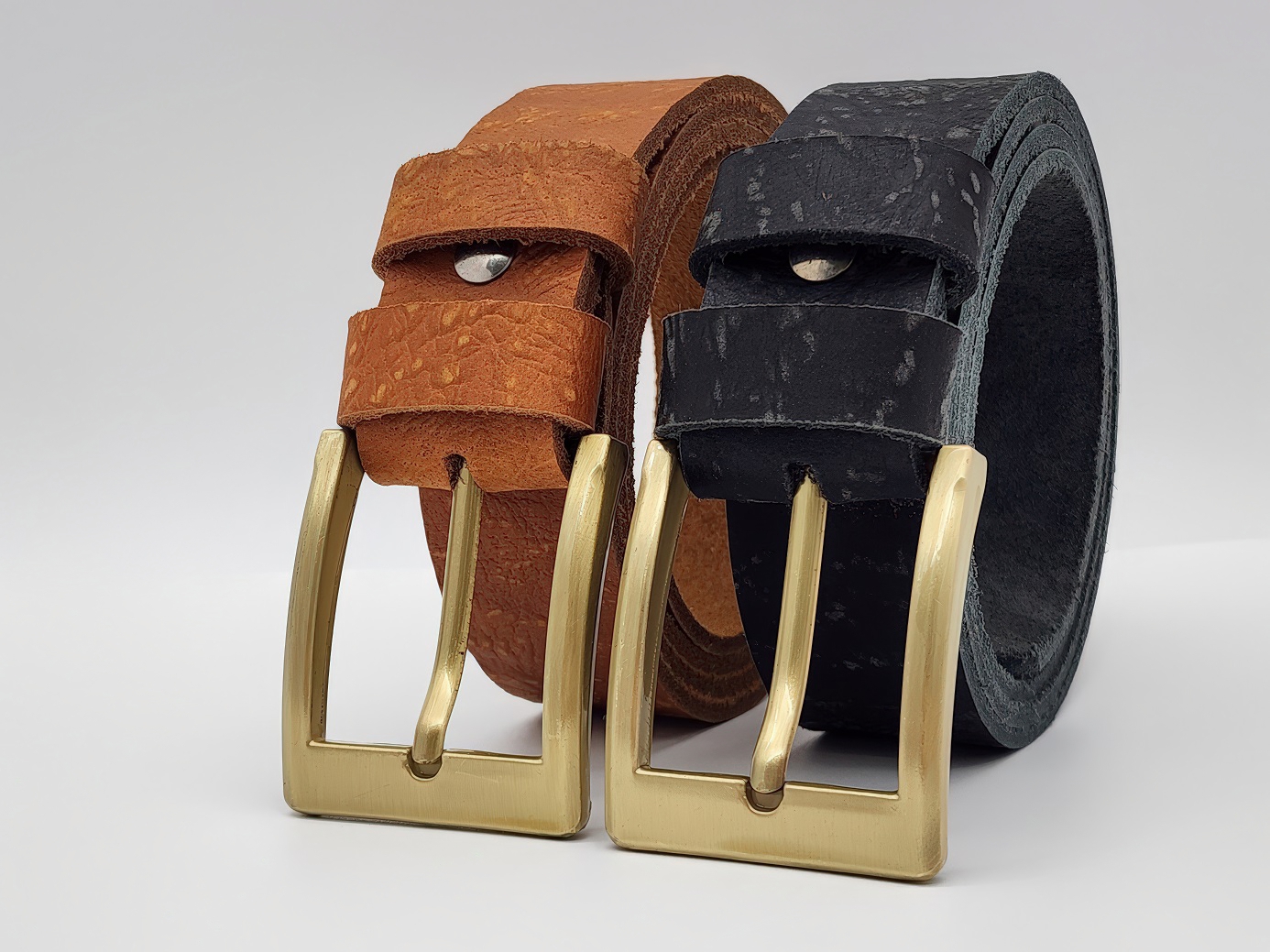 Dây nịt nam da bò thật bản thô DHM-340 | Khoá kim màu đồng vuông bản trơn nhỏ gọn | Bảo hành 12 tháng