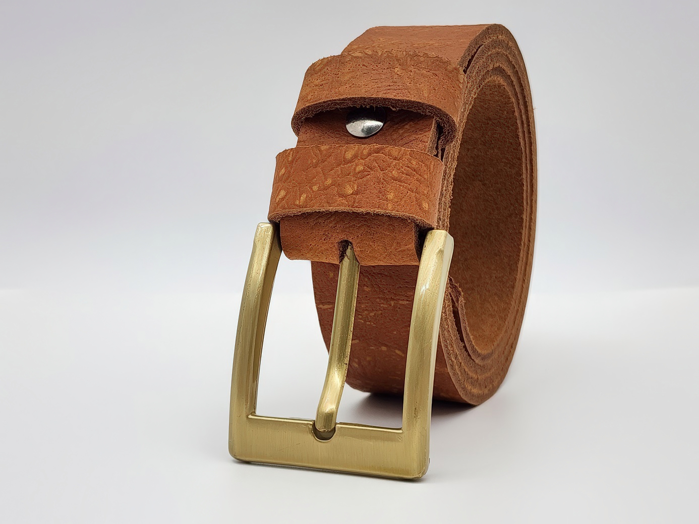 Dây nịt nam da bò thật bản thô DHM-340 | Khoá kim màu đồng vuông bản trơn nhỏ gọn | Bảo hành 12 tháng - Ảnh 3