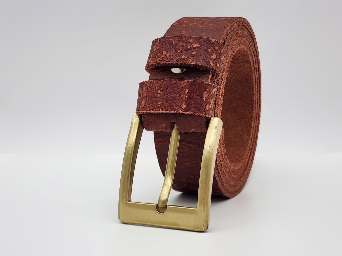 Dây nịt nam da bò thật bản thô DHM-340 | Khoá kim màu đồng vuông bản trơn nhỏ gọn | Bảo hành 12 tháng - Ảnh 4