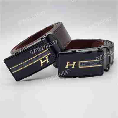 Dây lưng nam cao cấp da PU DHM-390 | Đầu kéo đen nhám hiệu vàng | giao mặt ngẫu nhiên | Bảo hành 12 tháng