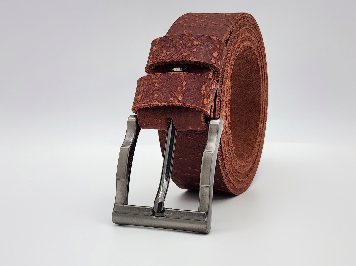 Dây nịt nam da bò thô DHM-443 | Đầu khoá kim loại chì gập khúc nguyên khối | Giao logo ngẫu nhiên | Bảo hành 12 tháng - Ảnh 2