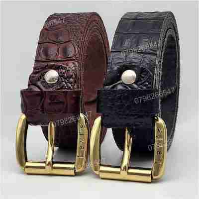 Thắt lưng nam da bò dập vân cá sấu DHM-446 | Khoá kim đầu đồng nguyên khối mặt xoay 360 | Bảo hành 12 tháng