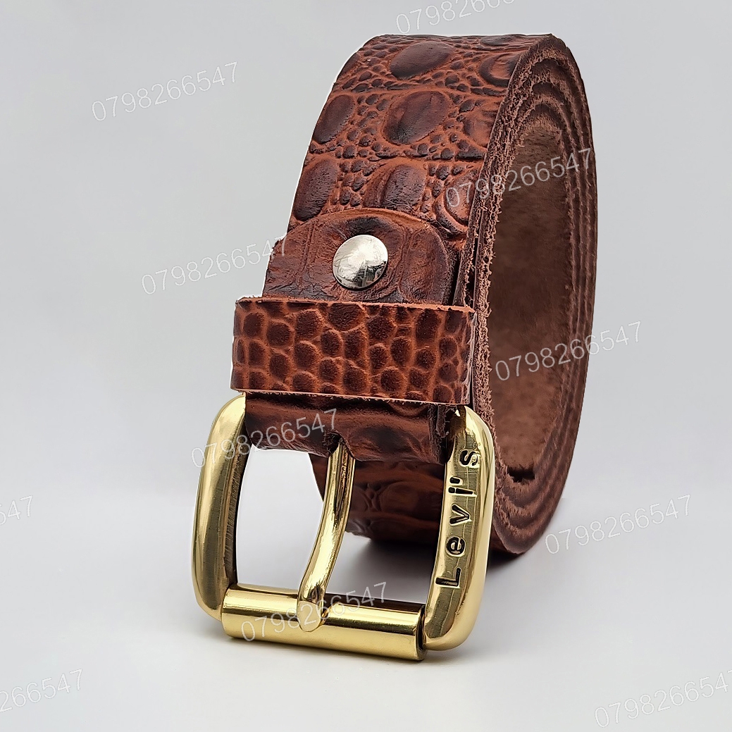 Thắt lưng nam da bò dập vân cá sấu DHM-446 | Khoá kim đầu đồng nguyên khối mặt xoay 360 | Bảo hành 12 tháng - Ảnh 3