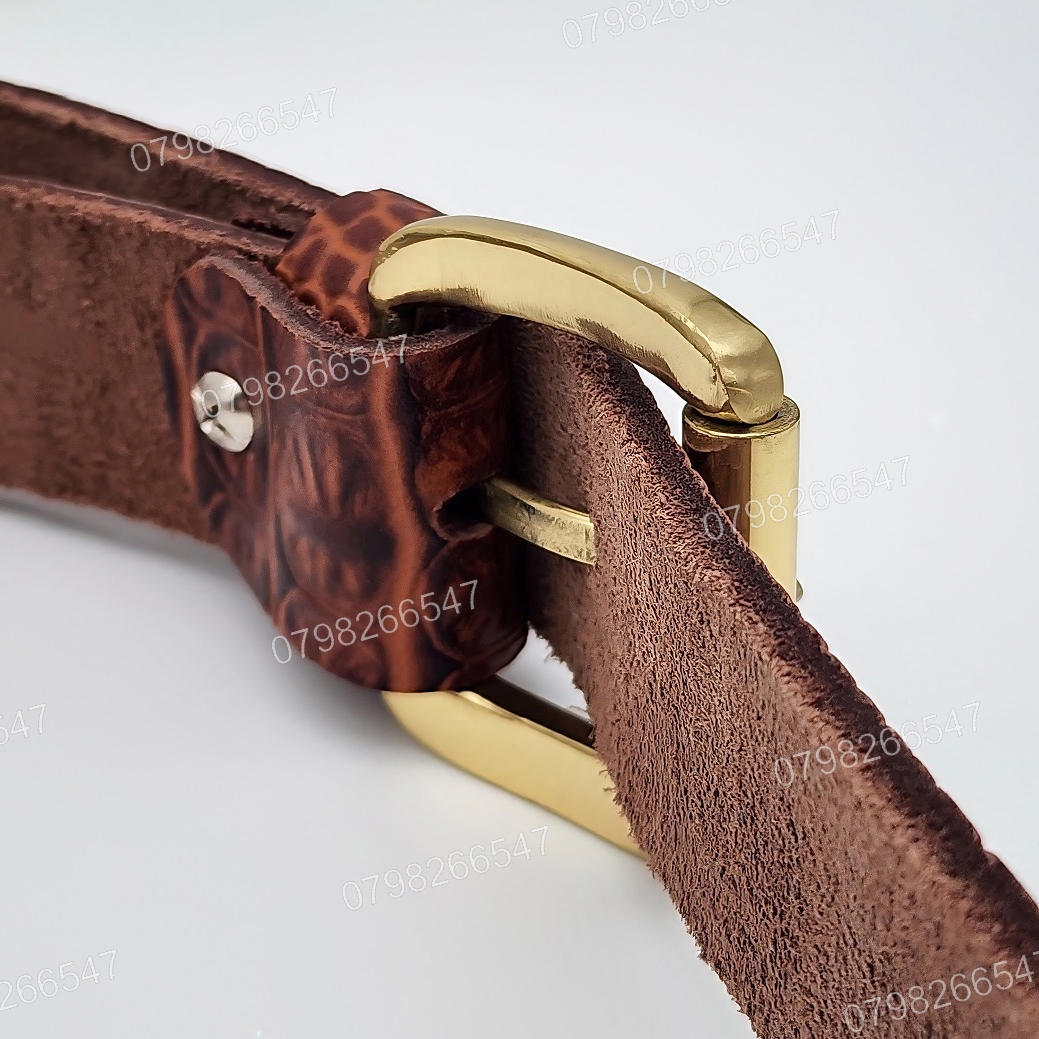 Thắt lưng nam da bò dập vân cá sấu DHM-446 | Khoá kim đầu đồng nguyên khối mặt xoay 360 | Bảo hành 12 tháng - Ảnh 7