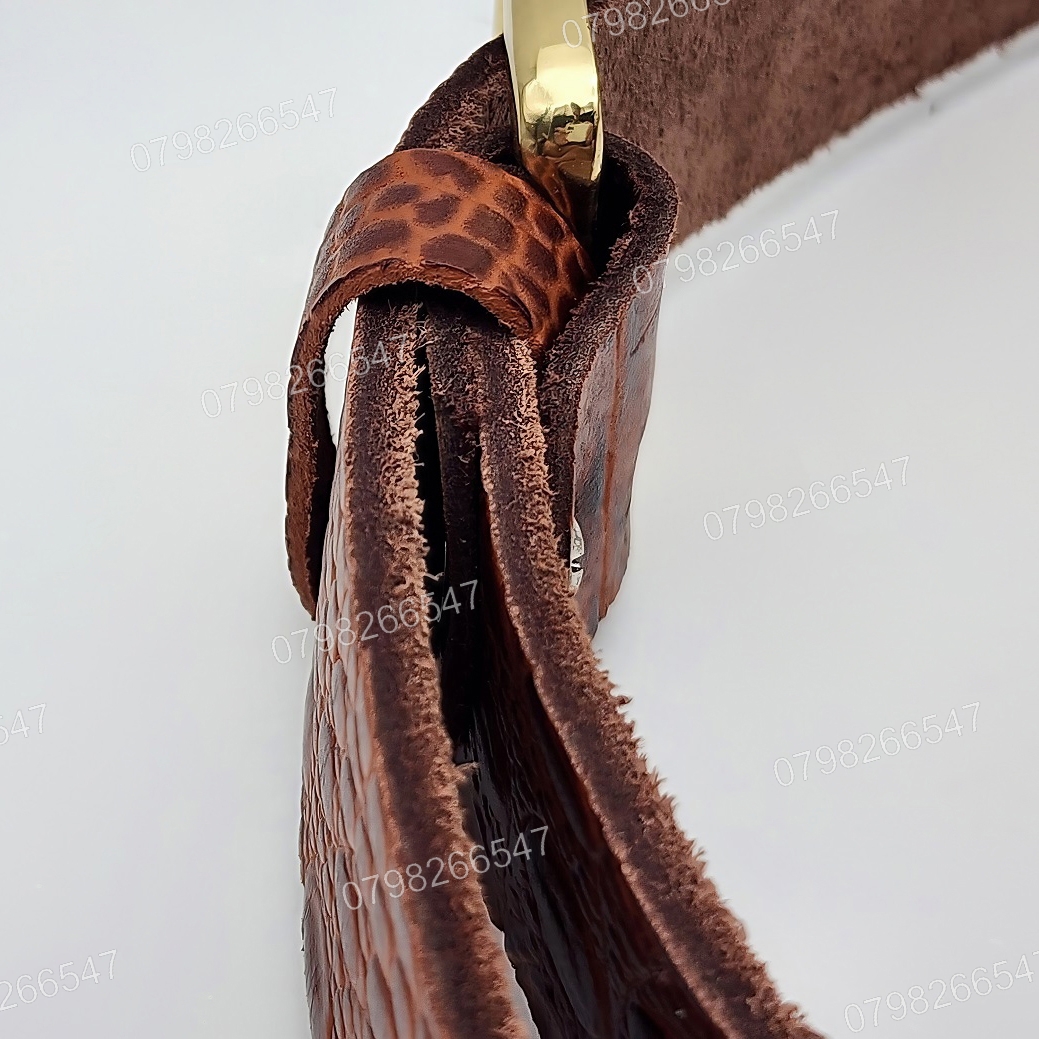 Thắt lưng nam da bò dập vân cá sấu DHM-446 | Khoá kim đầu đồng nguyên khối mặt xoay 360 | Bảo hành 12 tháng - Ảnh 9