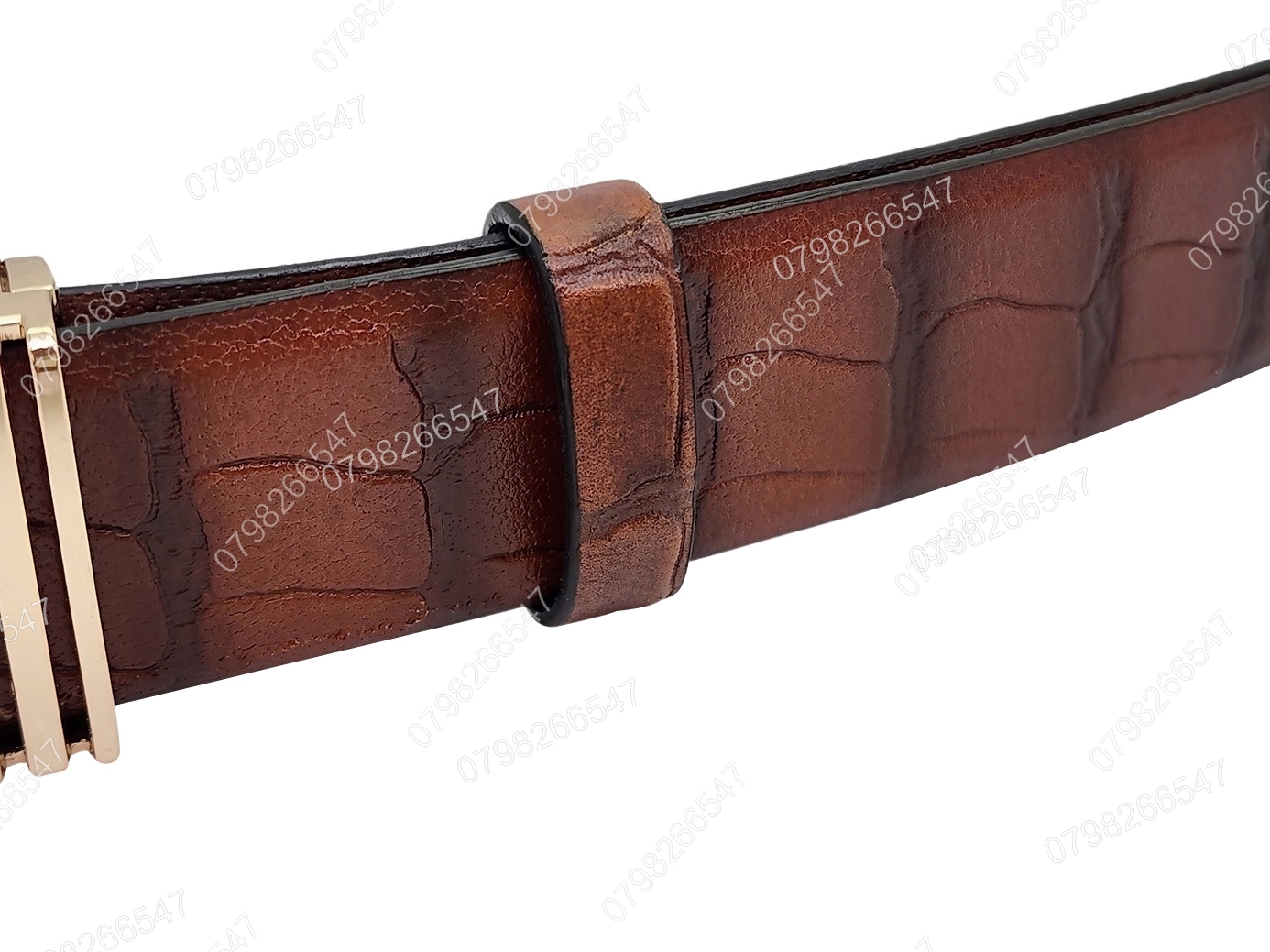 Thắt lưng da bò dập vân cá sấu DHM-494 | Đầu khoá tỳ vàng bóng CD thủng thời trang | Bảo hành 12 tháng - Ảnh 11