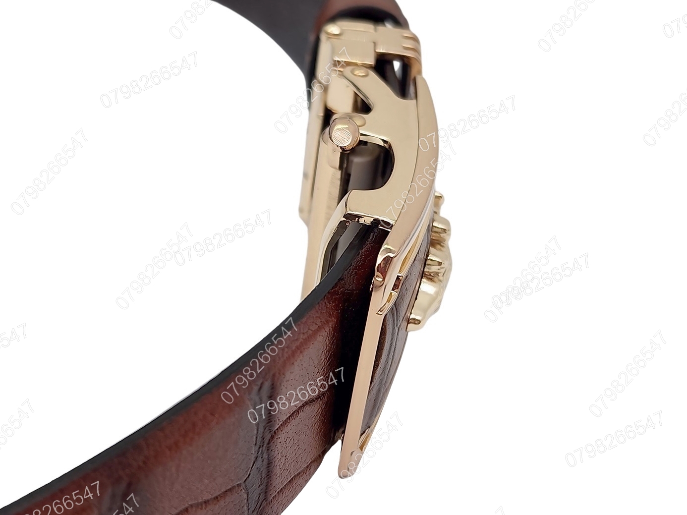 Thắt lưng da bò dập vân cá sấu DHM-494 | Đầu khoá tỳ vàng bóng CD thủng thời trang | Bảo hành 12 tháng - Ảnh 8