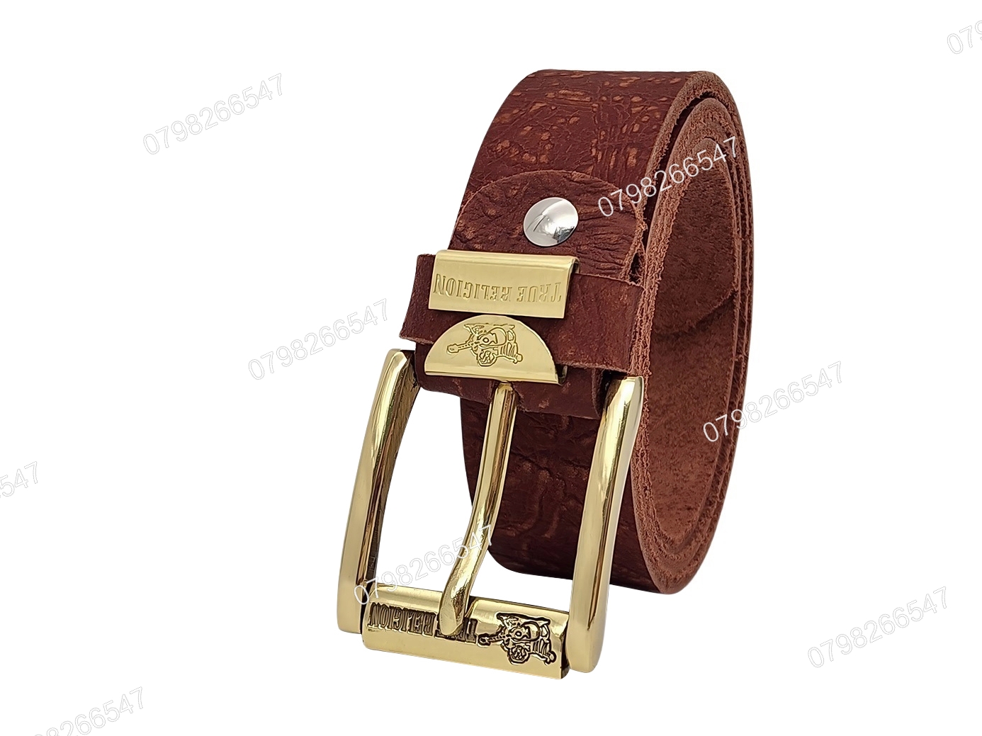 Dây lưng nam da bò thô DHM-503 | Mặt khoá đầu đồng nguyên khối xoay 360 nam tính | Bảo hành 12 tháng - Ảnh 3