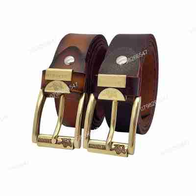 [Tặng đục lỗ] Dây nịt da bò thật chấy biên DHM-504 | Khoá đồng nguyên khối xoay 360 nam tính | Bảo hành 12 tháng