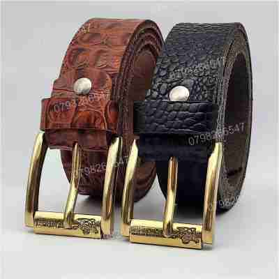 Dây nịt da bò thật dập vân cá sấu DHM-506 | Khoá kim đầu đồng nguyên khối cao cấp | Bảo hành 12 tháng
