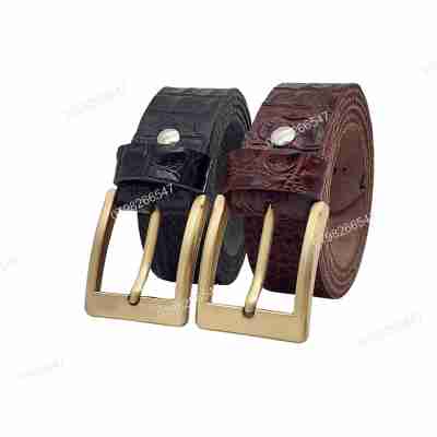 Thắt lưng nam da bò dập vân cá sấu DHM-508 | Đầu khoá kim mạ đồng kiểu vuông nam tính | Bảo hành 12 tháng