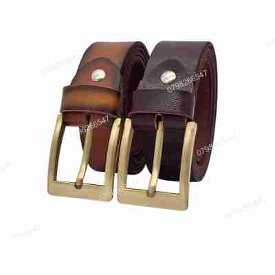 [Tặng đục lỗ] Dây lưng da thật chấy biên DHM-512 | Đầu khoá kim màu vàng bản vuông thời trang | Bảo hành 12 tháng