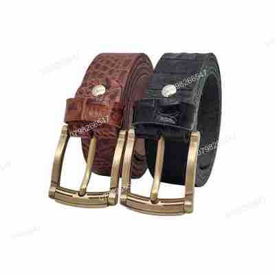 [Dài 130cm][Tặng đục lỗ] Thắt lưng da bò dập vân cá sấu DHM-514 | Khoá kim mạ đồng thời trang | Bảo hành 12 tháng