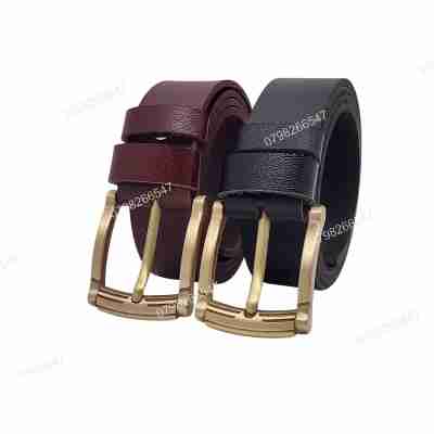 Dây lưng da thật nguyên tấm DHM-515 | Đầu khoá kim mạ đồng kiểu tròn thời trang | Bảo hành 12 tháng