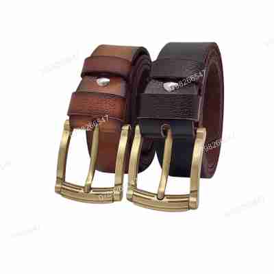 [Tặng đục lỗ] Dây nịt nam da bò chấy biên DHM-516 | Khoá kim mạ đồng kiểu bo tròn thời trang | Bảo hành 12 tháng