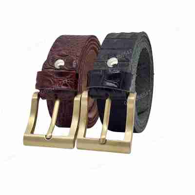 Thắt lưng da bò nam dập vân cá sấu DHM-532 | Khoá kim vuông mạ đồng thời trang | Bảo hành 12 tháng