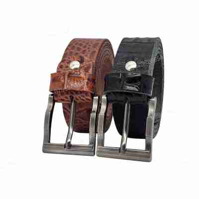 [Dài 130cm][Tặng đục lỗ] Thắt lưng da nam dập vân cá sấu DHM-537 | Khoá kim chì 3 khúc nam tính | Bảo hành 12 tháng