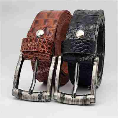 [Dài 130cm][Tặng đục lỗ] Dây lưng da bò dập vân cá sấu DHM-542 | Khoá kim laze đơn giản thời trang | Bảo hành 12 tháng
