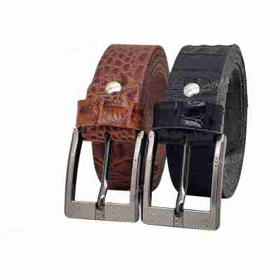 Dây nịt da bò dập vân cá sấu DHM-546 |  Mặt khoá kim laze kiểu vuông nam tính | Bảo hành 12 tháng