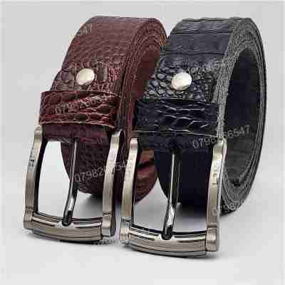 Dây nịt da bò dập vân cá sấu DHM-558 |  Khoá kim laze kiểu lượn sóng thời trang | Bảo hành 12 tháng