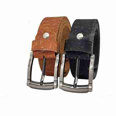 Dây lưng da bò thô DHM-560 | Đầu khoá kim laze kiểu uốn lượn cao cấp | Bảo hành 12 tháng