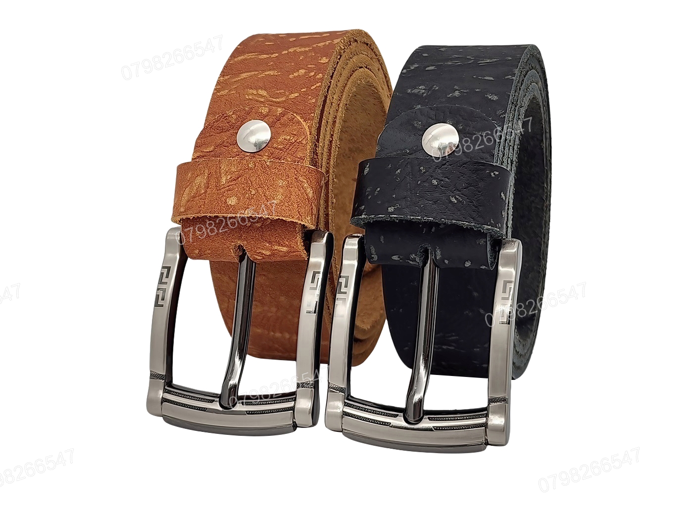 Dây lưng da bò thô DHM-560 | Đầu khoá kim laze kiểu uốn lượn cao cấp | Bảo hành 12 tháng