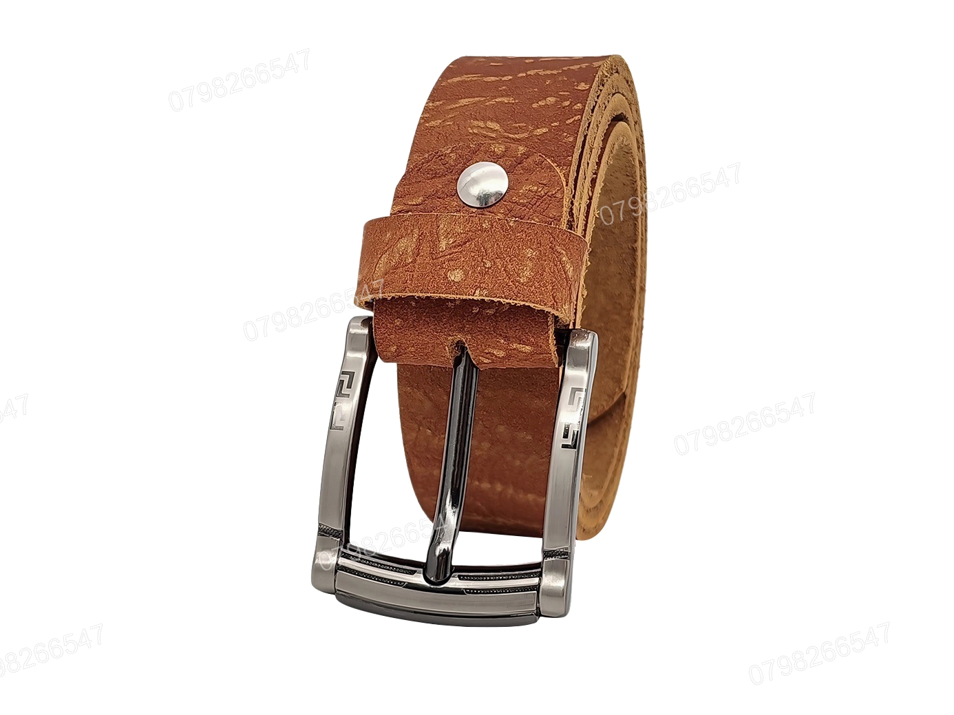 Dây lưng da bò thô DHM-560 | Đầu khoá kim laze kiểu uốn lượn cao cấp | Bảo hành 12 tháng - Ảnh 3