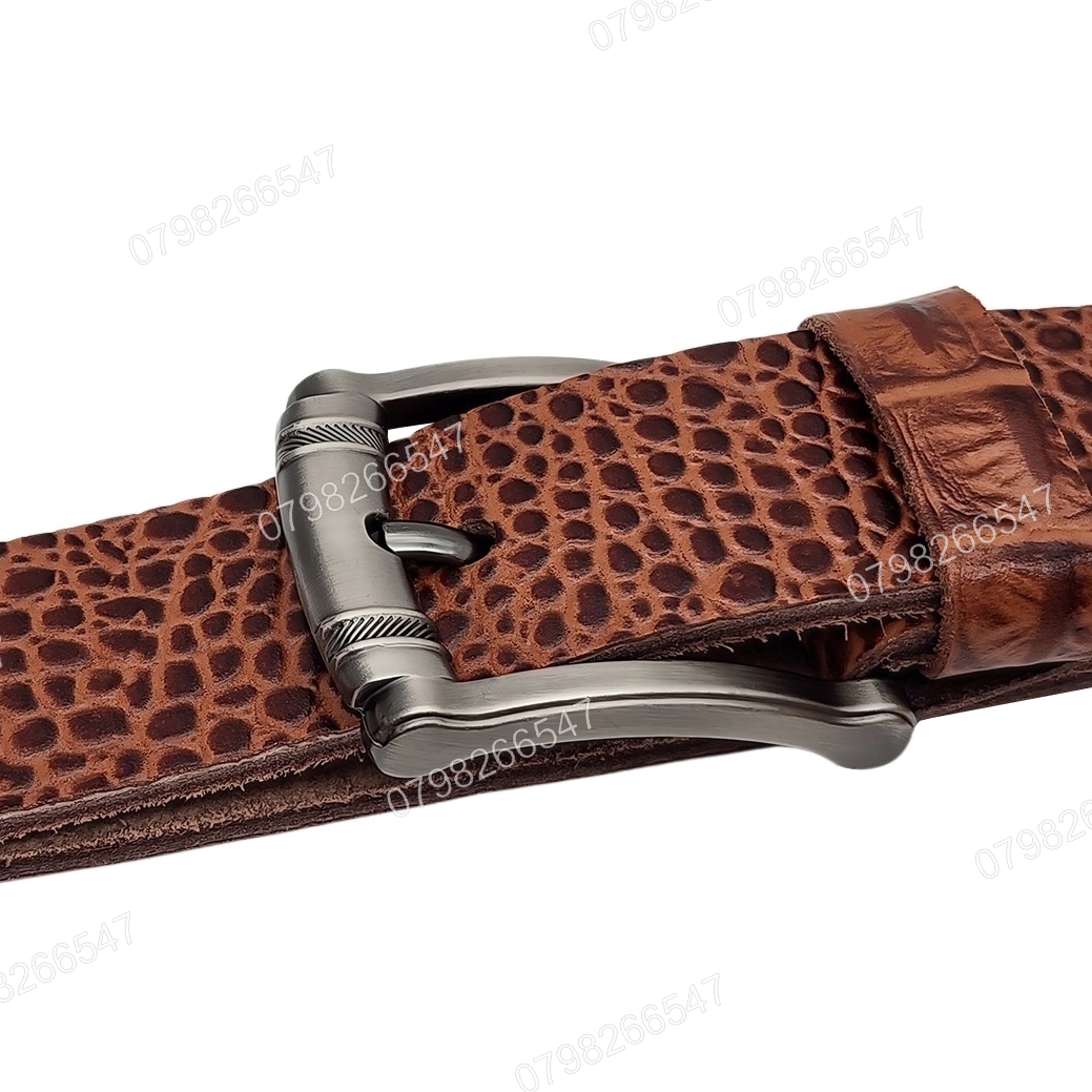 Thắt lưng nam da bò dập vân cá sấu DHM-563 | Mặt dây khóa kim xám tro | Bảo hành 12 tháng - Ảnh 5