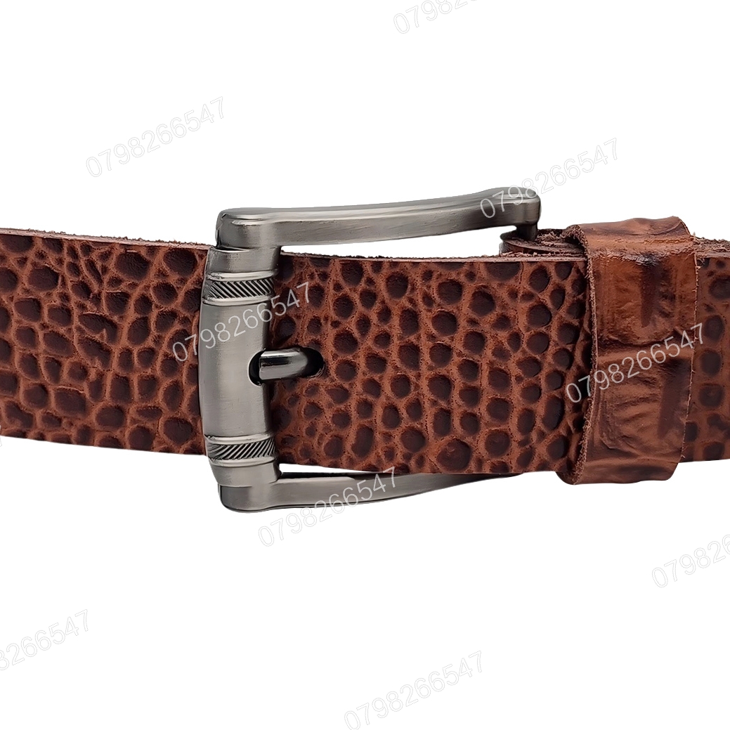 Thắt lưng nam da bò dập vân cá sấu DHM-563 | Mặt dây khóa kim xám tro | Bảo hành 12 tháng - Ảnh 6