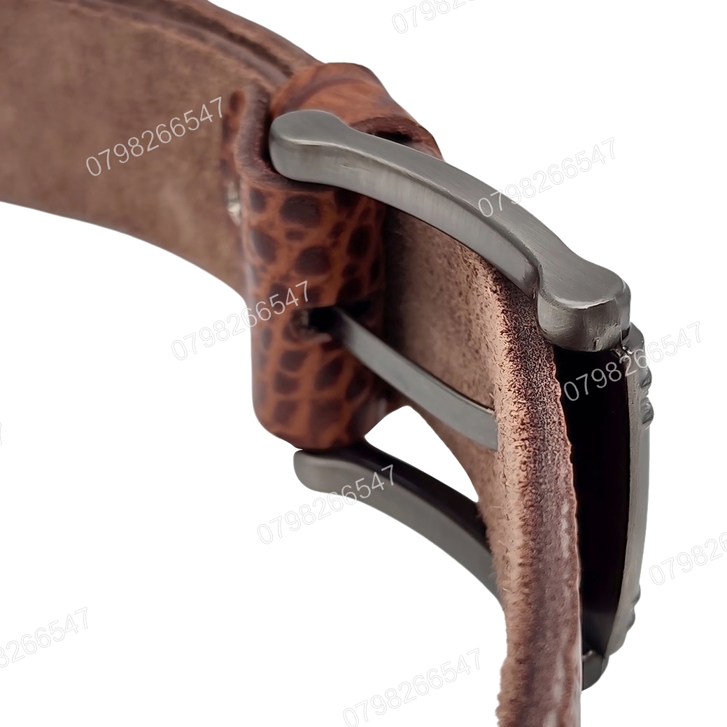 Thắt lưng nam da bò dập vân cá sấu DHM-563 | Mặt dây khóa kim xám tro | Bảo hành 12 tháng - Ảnh 7